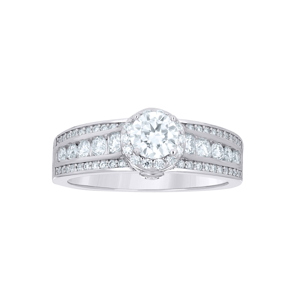 925 Sterling Silver Womens Round 1.35ct Moissanite Engagement Ring