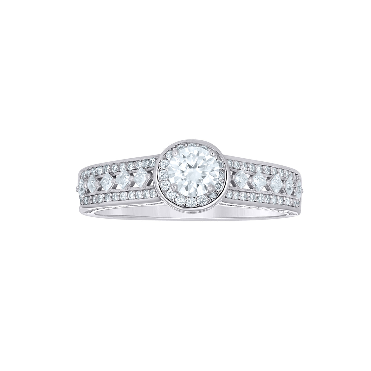 925 Sterling Silver Womens Pave/Prong Princess-cut 1.16ct, 0.33ct Moissanite Engagement Ring Size 9