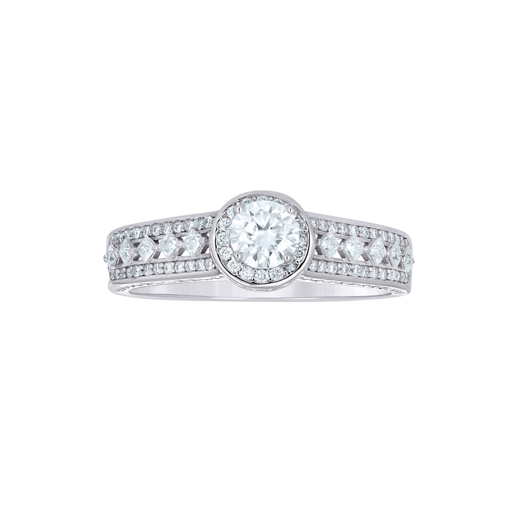 925 Sterling Silver Womens Pave/Prong Princess-cut 1.16ct, 0.33ct Moissanite Engagement Ring Size 5