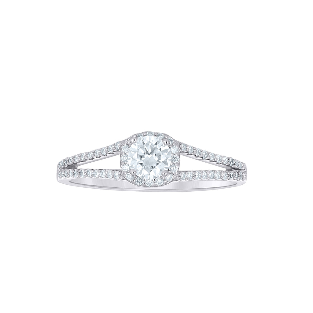 925 Sterling Silver Womens Round 0.81ct Moissanite Engagement Ring Size 10