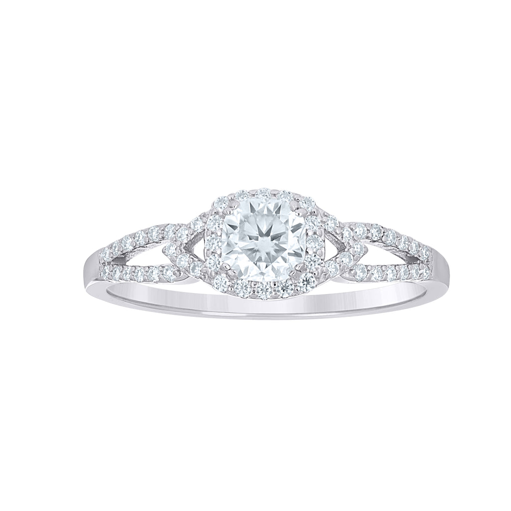 925 Sterling Silver Womens Round Cushion-cut 0.27ct, 0.61ct Moissanite Engagement Ring Size 9