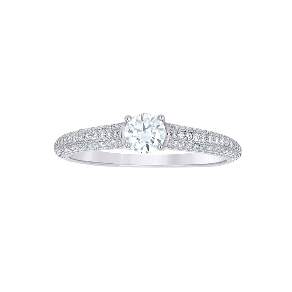 925 Sterling Silver Womens Round 0.86ct Moissanite Engagement Ring