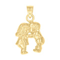 10K Yellow Gold Womens Baby Girl Boy Kissing Charm Pendant