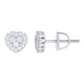 925 Sterling Silver Womens Cubic-Zirconia Heart Stud Earrings
