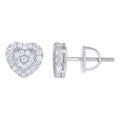 925 Sterling Silver Womens Cubic-Zirconia Heart Stud Earrings