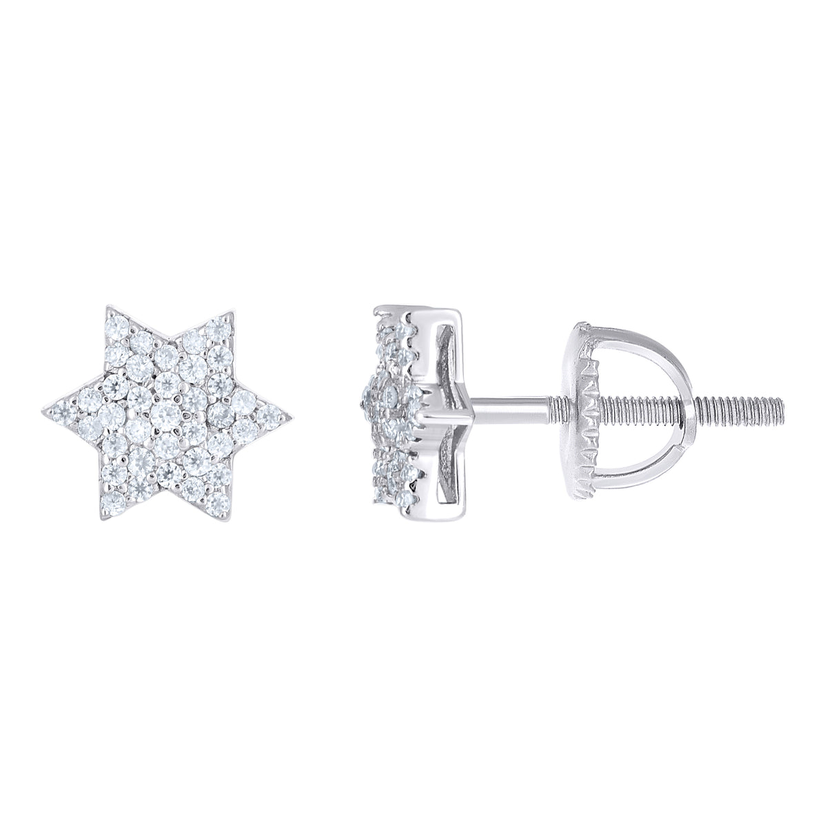 925 Sterling Silver Unisex Cubic-Zirconia Star Of David Religious Stud Earrings