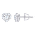 925 Sterling Silver Womens Round Heart Cubic-Zirconia Heart Stud Earrings