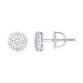 925 Sterling Silver Unisex Round Baguette Cubic-Zirconia Round Fashion Stud Earrings