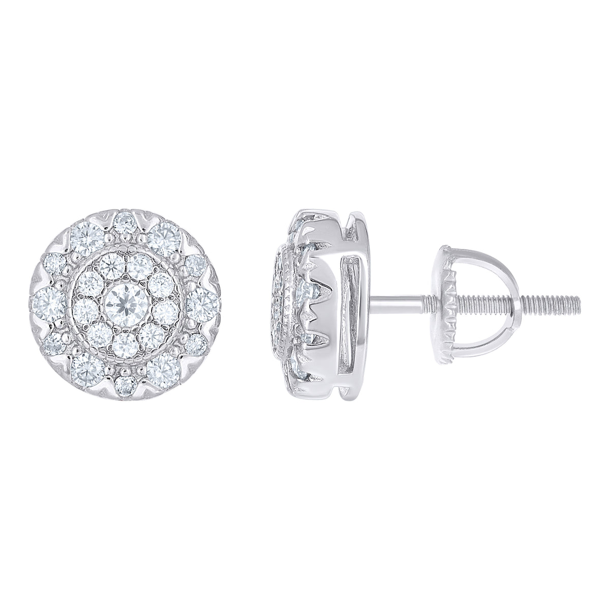 925 Sterling Silver Womens Cubic-Zirconia Round Fashion Stud Earrings