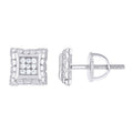 925 Sterling Silver Unisex Cubic-Zirconia Nugget Square Fashion Stud Earrings
