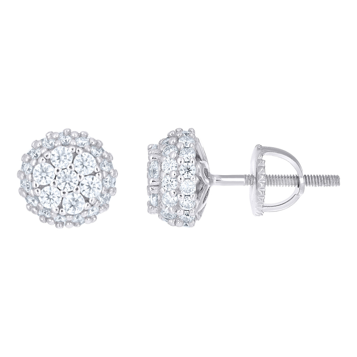 925 Sterling Silver Womens Cubic-Zirconia Round Fashion Stud Earrings