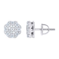 925 Sterling Silver Womens Round Princess-cut Cubic-Zirconia Round Fashion Stud Earrings