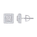 925 Sterling Silver Womens Cubic-Zirconia Square Fashion Stud Earrings
