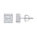 925 Sterling Silver Unisex Round Baguette Cubic-Zirconia Square Fashion Stud Earrings