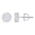 925 Sterling Silver Unisex Cubic-Zirconia Round Fashion Stud Earrings