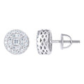 925 Sterling Silver Unisex Round Princess-cut Cubic-Zirconia Round Fashion Stud Earrings