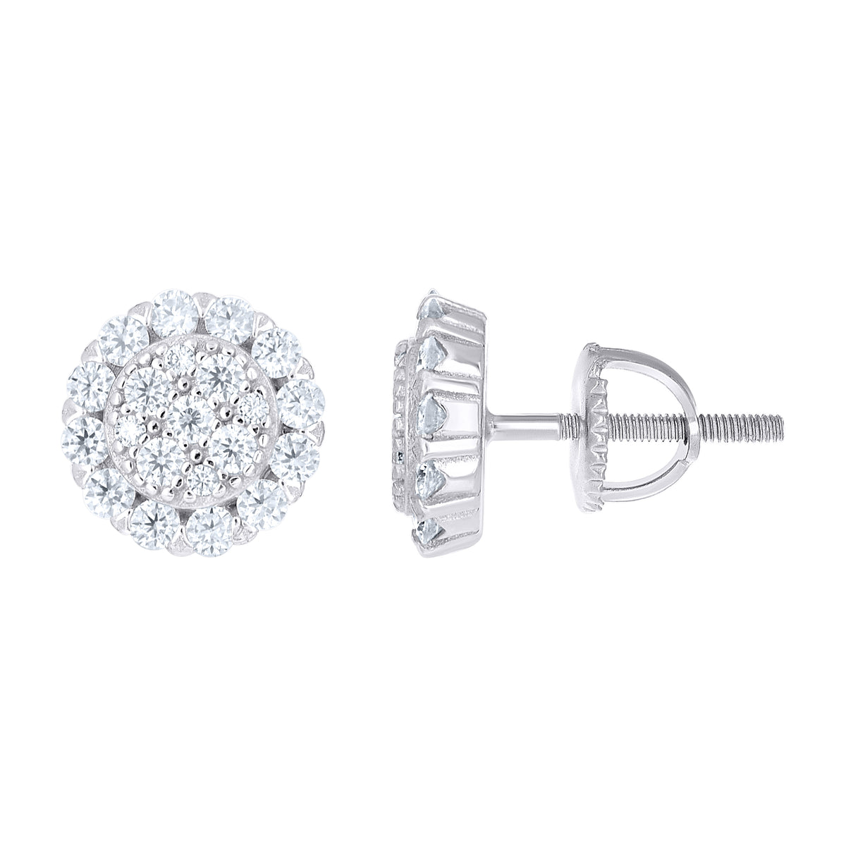 925 Sterling Silver Womens Cubic-Zirconia Round Fashion Stud Earrings
