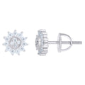 925 Sterling Silver Womens Round Baguette Cubic-Zirconia Sunburst Fashion Stud Earrings