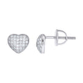 925 Sterling Silver Womens Cubic-Zirconia Heart Stud Earrings