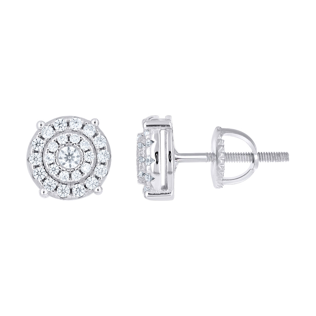925 Sterling Silver Unisex Round 0.49ct Moissanite Round Fashion Stud Earrings