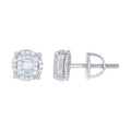 925 Sterling Silver Unisex Round Baguette 0.16ct, 0.36ct Moissanite Round Fashion Stud Earrings