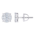 925 Sterling Silver Womens Round Baguette 0.12ct, 0.61ct Moissanite Round Fashion Stud Earrings