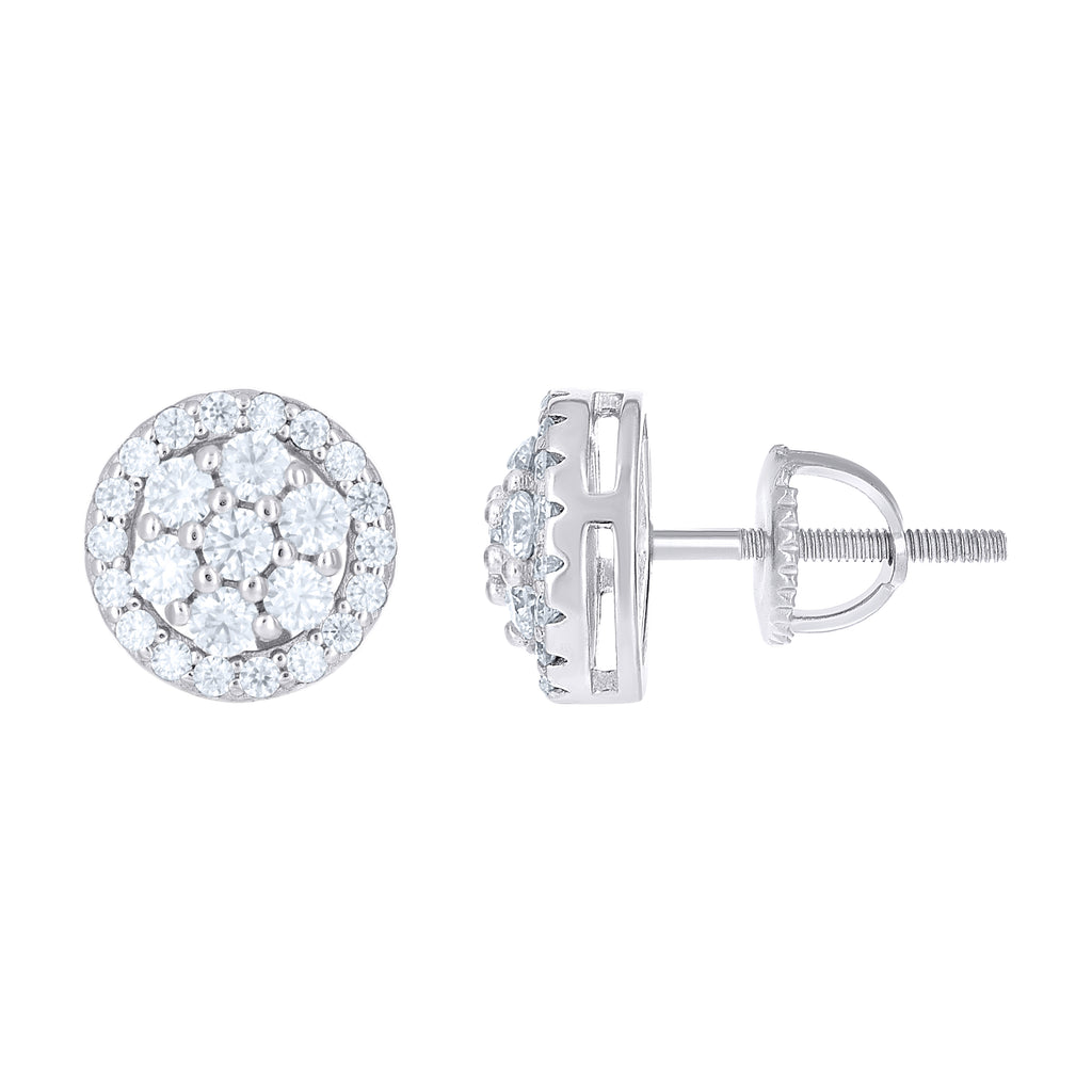 925 Sterling Silver Womens Round 1.12ct Moissanite Round Fashion Stud Earrings