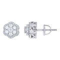 925 Sterling Silver Womens Round 0.98ct Moissanite Flower Fashion Stud Earrings
