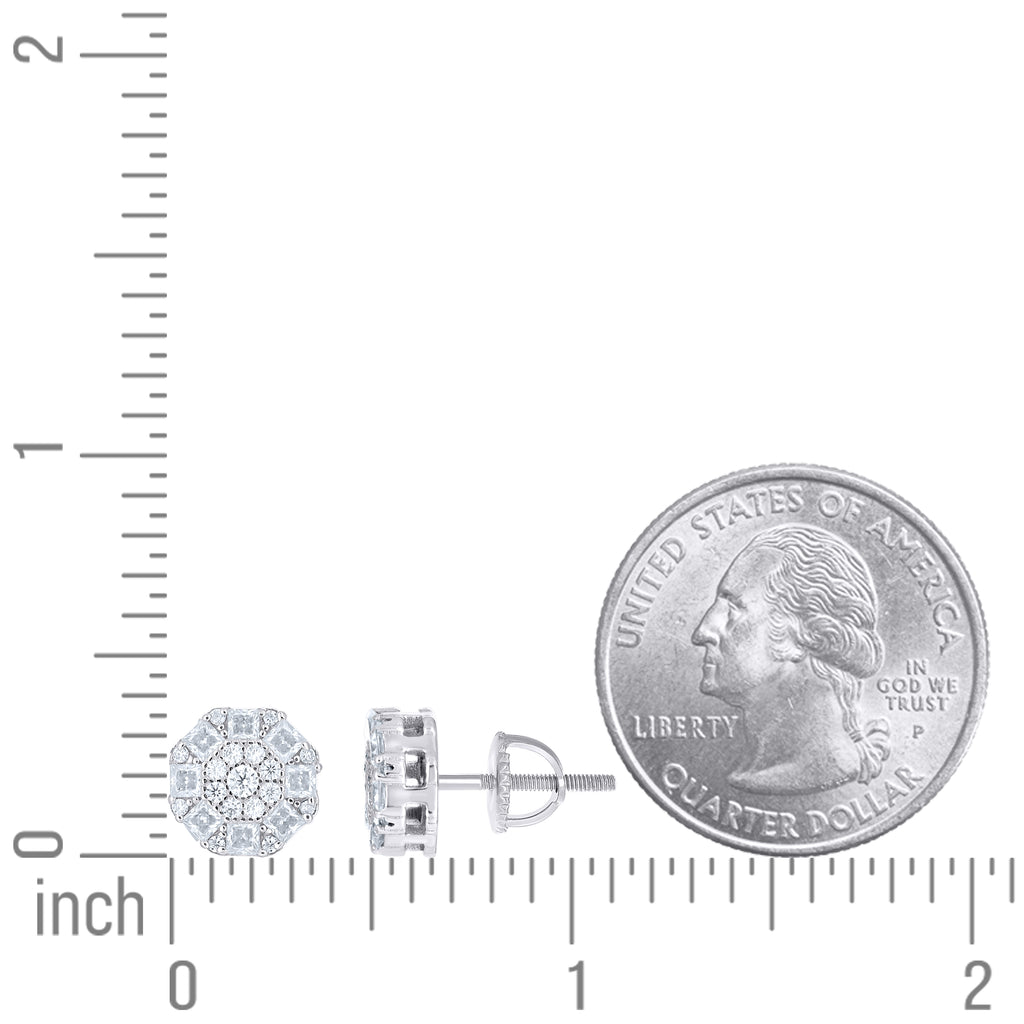 925 Sterling Silver Womens Round Princess-cut 0.31ct, 0.91ct Moissanite Round Fashion Stud Earrings