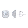 925 Sterling Silver Womens Round Baguette 0.96ct, 0.56ct Moissanite Square Fashion Stud Earrings
