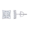 925 Sterling Silver Unisex Round Baguette 0.68ct, 0.44ct Moissanite Square Fashion Stud Earrings