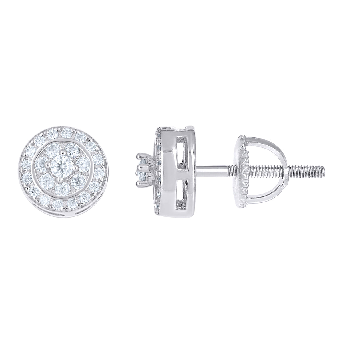 925 Sterling Silver Womens Round 0.45ct Moissanite Round Fashion Stud Earrings
