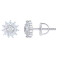 925 Sterling Silver Womens Round Baguette 0.36ct, 0.05ct Moissanite Sunburst Fashion Stud Earrings