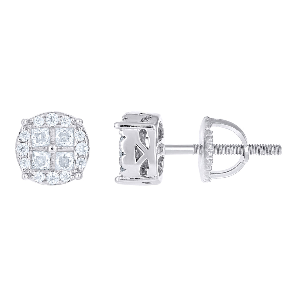 925 Sterling Silver Unisex Round Princess-cut 0.15ct, 0.29ct Moissanite Round Fashion Stud Earrings