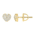 925 Sterling Silver Yellow-tone Womens Cubic-Zirconia Heart Stud Earrings