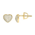 925 Sterling Silver Yellow-tone Womens Cubic-Zirconia Heart Stud Earrings