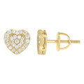 925 Sterling Silver Yellow-tone Womens Cubic-Zirconia Heart Stud Earrings