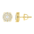 925 Sterling Silver Yellow-tone Unisex Cubic-Zirconia Round Fashion Stud Earrings