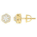 925 Sterling Silver Yellow-tone Womens Cubic-Zirconia Flower Fashion Stud Earrings
