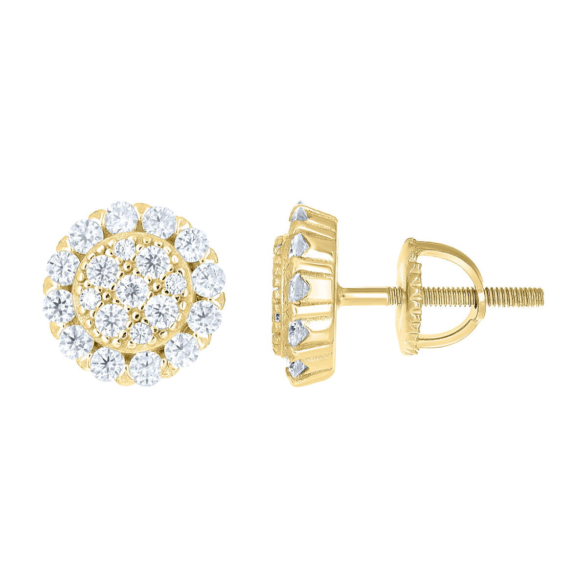 925 Sterling Silver Yellow-tone Womens Cubic-Zirconia Round Fashion Stud Earrings