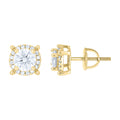 925 Sterling Silver Yellow-tone Unisex Cubic-Zirconia Round Fashion Stud Earrings