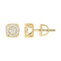 925 Sterling Silver Yellow-tone Unisex Cubic-Zirconia Round Fashion Stud Earrings