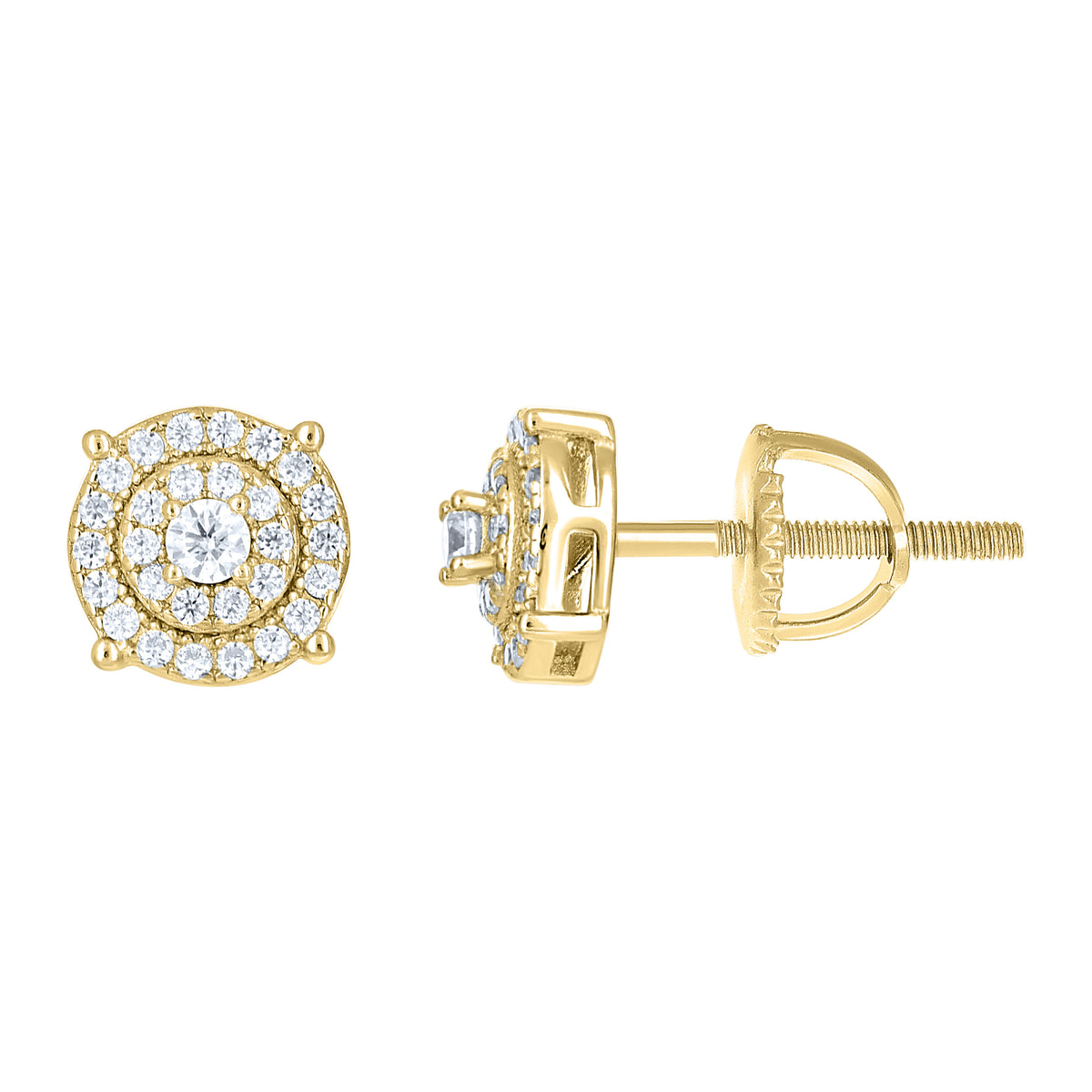925 Sterling Silver Yellow-tone Womens Cubic-Zirconia Round Fashion Stud Earrings