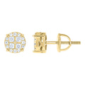 925 Sterling Silver Yellow-tone Unisex Round Princess-cut Cubic-Zirconia Round Fashion Stud Earrings