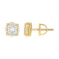 925 Sterling Silver Yellow-Tone Womens Round Baguette 0.16ct, 0.36ct Moissanite Round Fashion Stud Earrings