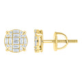 925 Sterling Silver Yellow-Tone Womens Round Baguette 0.12ct, 0.61ct Moissanite Round Fashion Stud Earrings