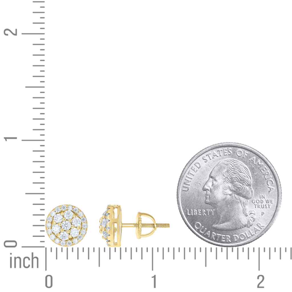 925 Sterling Silver Yellow-Tone Womens Round 1.12ct Moissanite Round Fashion Stud Earrings