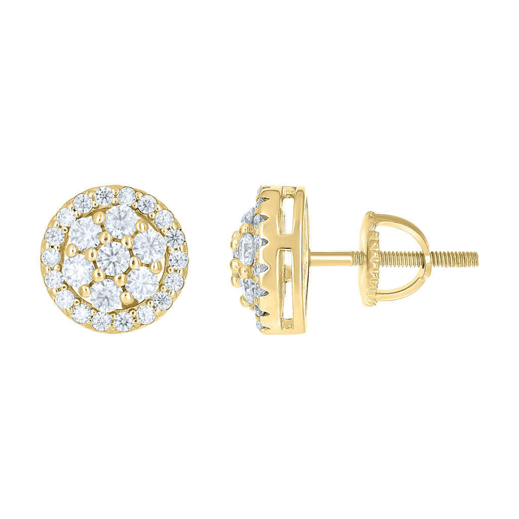 925 Sterling Silver Yellow-Tone Womens Round 1.12ct Moissanite Round Fashion Stud Earrings