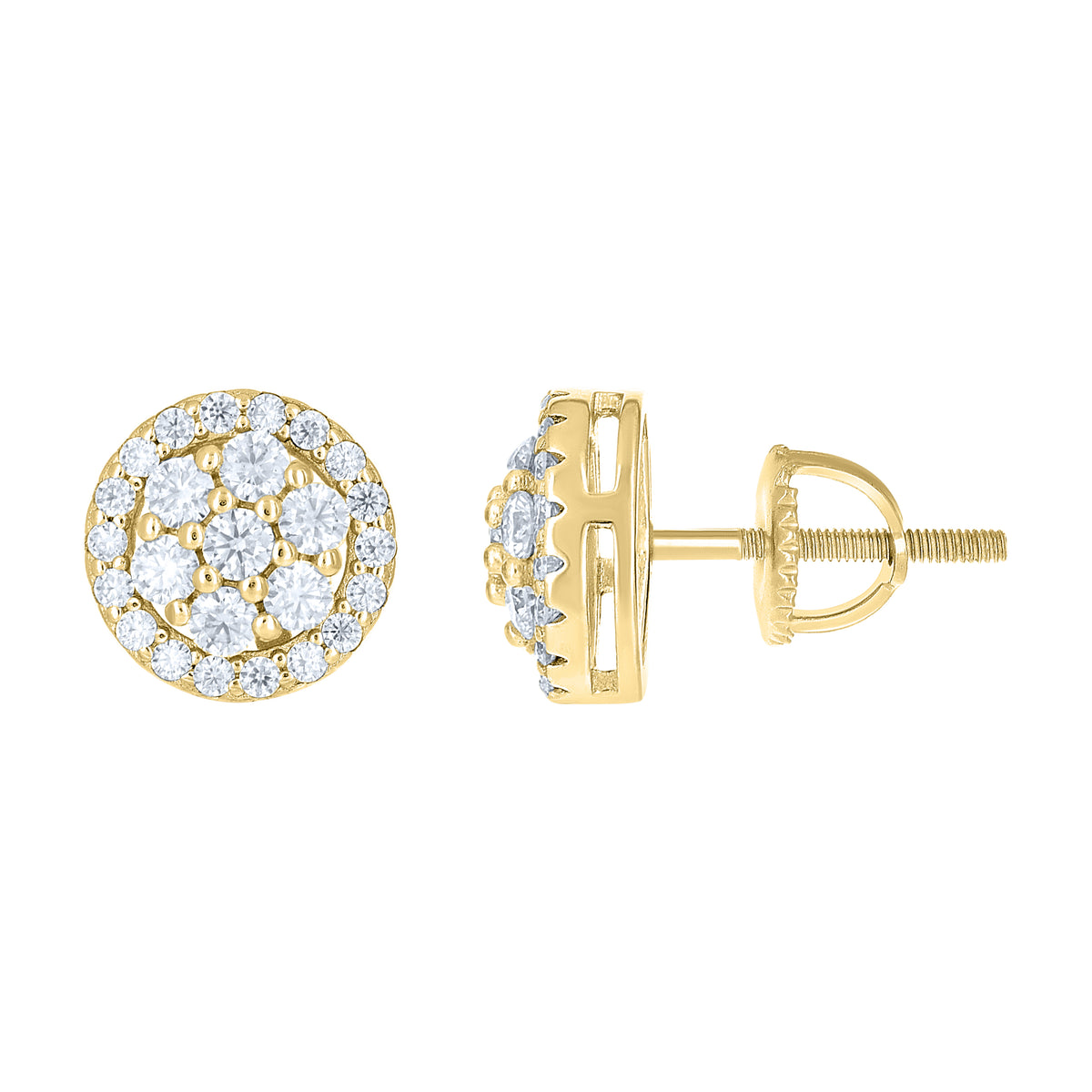 925 Sterling Silver Yellow-Tone Womens Round 1.12ct Moissanite Round Fashion Stud Earrings