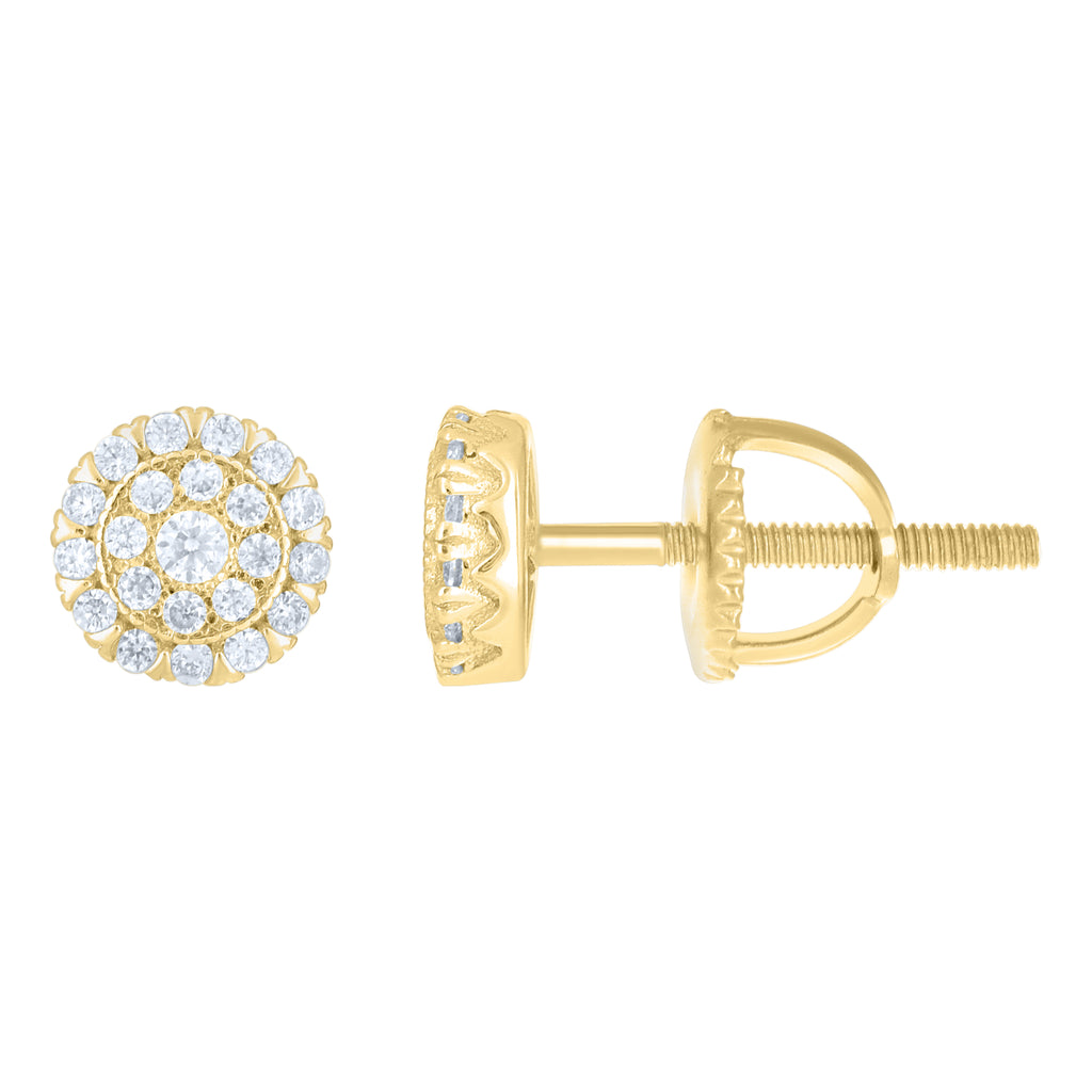 925 Sterling Silver Yellow-Tone Womens Round 0.27ct Moissanite Round Fashion Stud Earrings